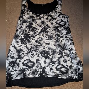 Express VINTAGE RARE Y2K Black and White Floral Blouse TOP SHIRT TANK Medium M